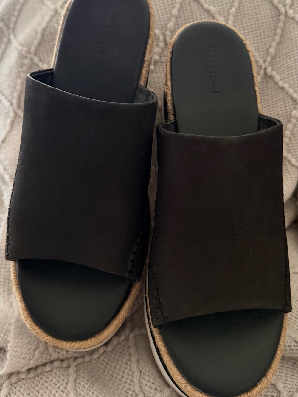 Free People Black Slide Espadrille Sandals